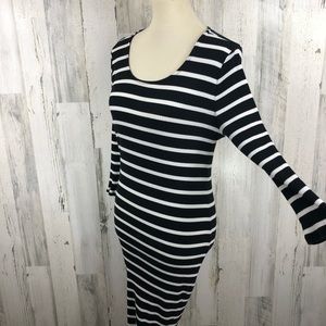 Torrid Women's Black White Striped Ribbed Dress 1
